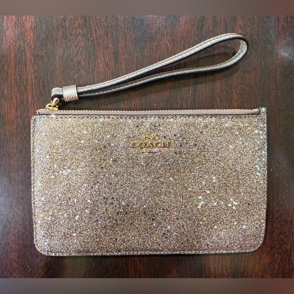 Coach Glittery Gold Wristlet Wallet